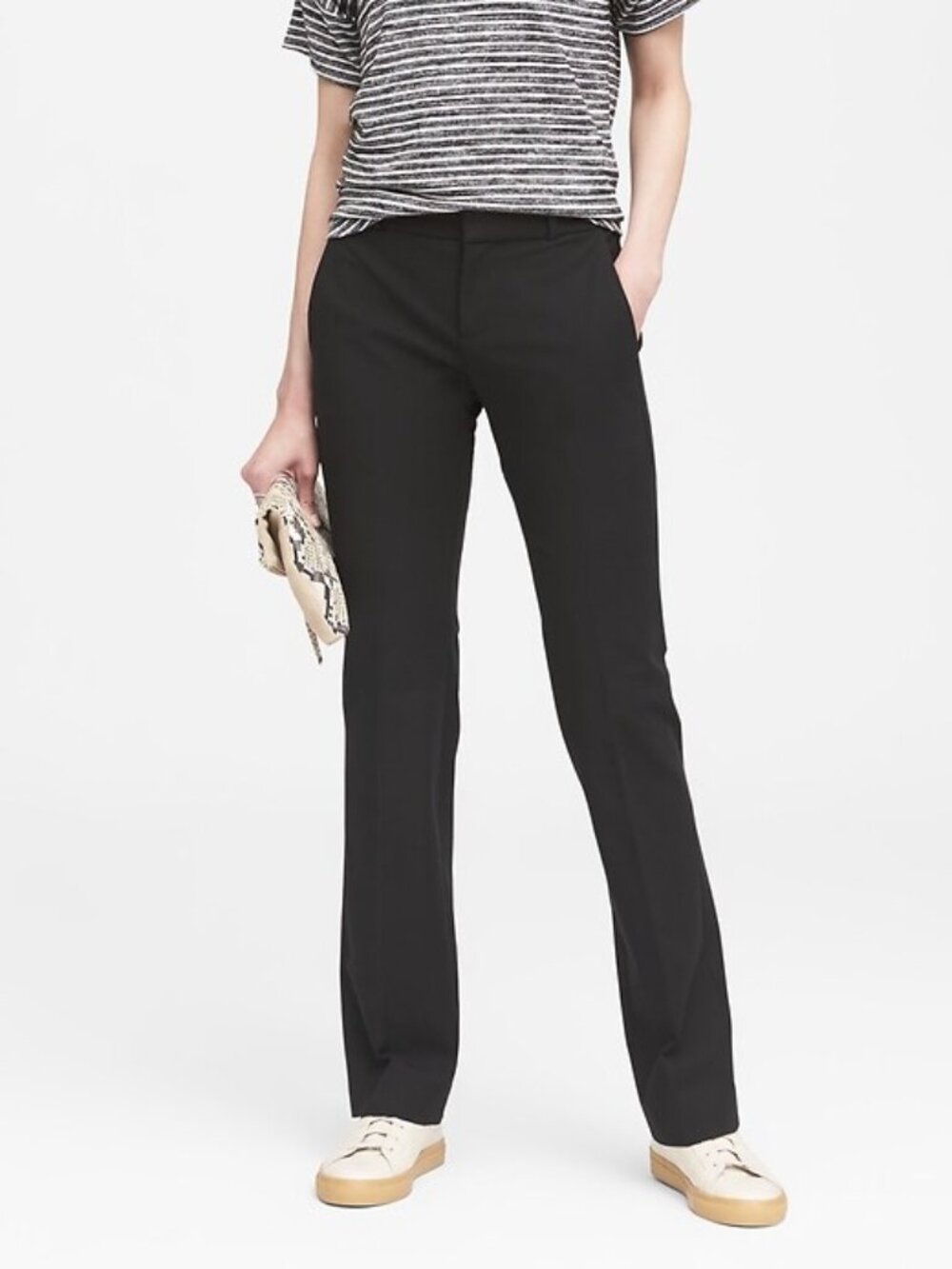 BANANA REPUBLIC long logan trouser fit bi stretch pants in black (6L)